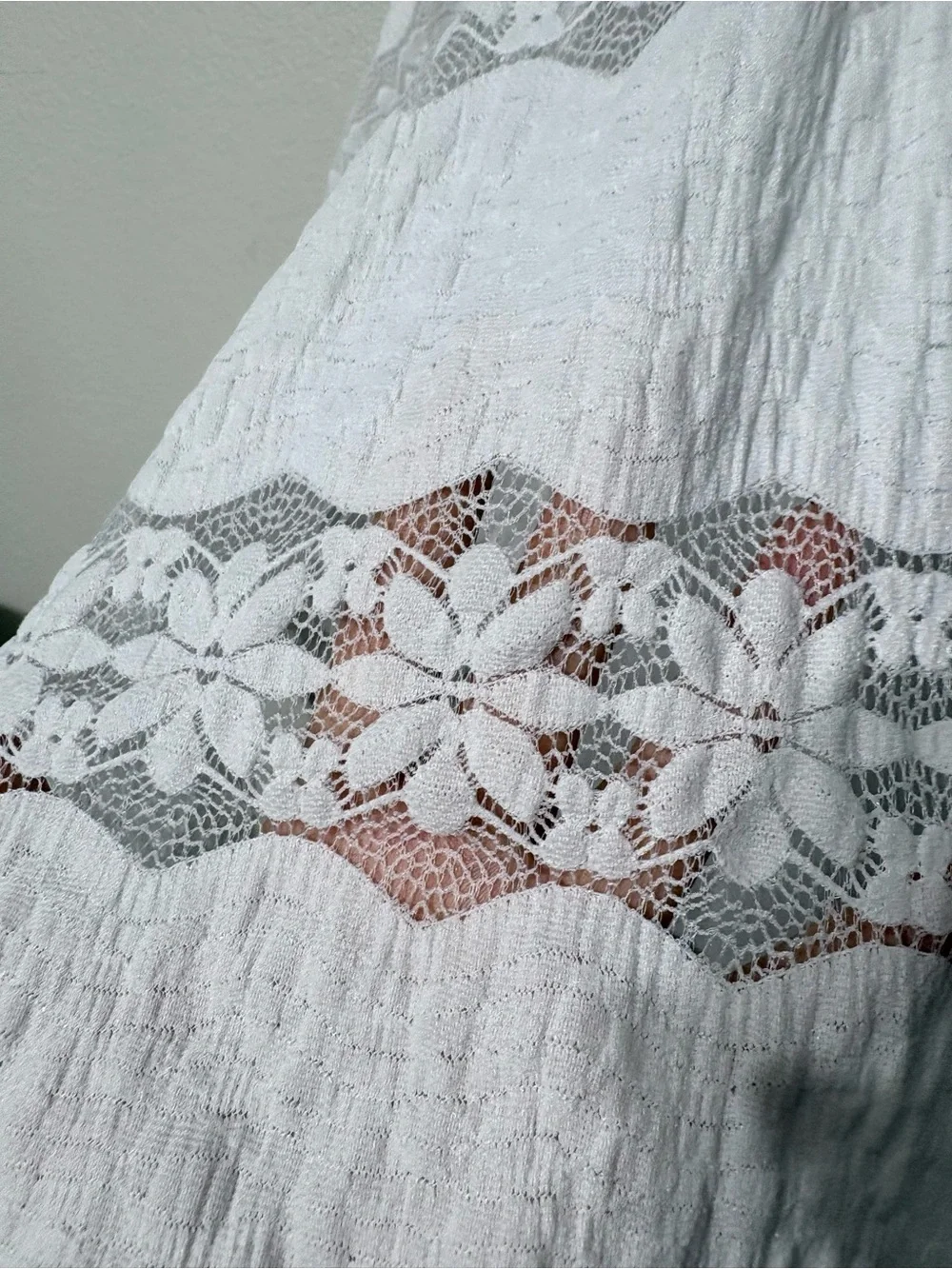Rabbit White Lace Ethereal Boho Dress Handkerchief Hem Dolman Flutter Sleeves